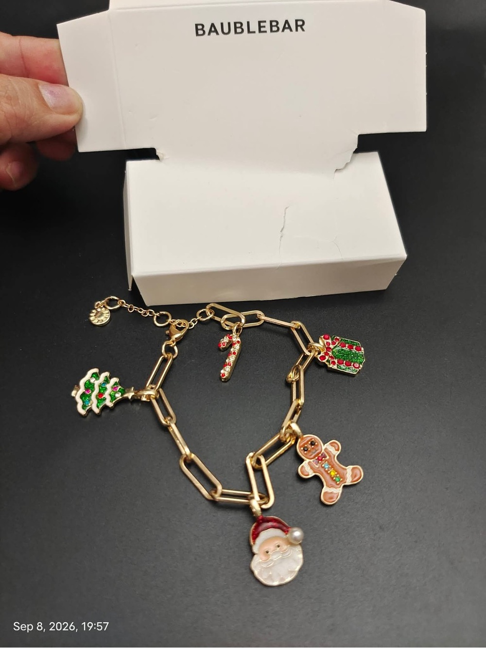 Baublebar Christmas Bracelet Santa Presents Candy Cane Gingerbread Tree Charms